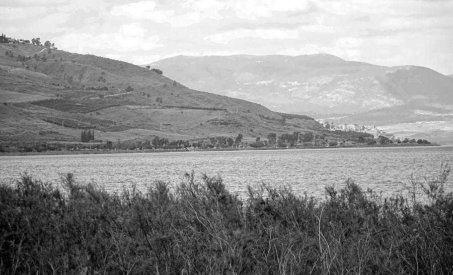 Sea of Galilee black white Photograph by Rita Adams
