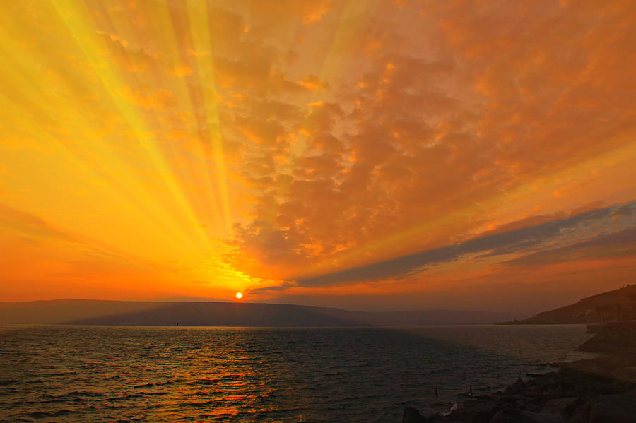 Sunset Photograph - Sea of Galilee Sunrise by Stephen Stookey