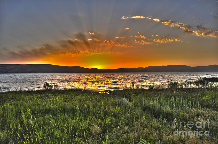 Sea of Galilee sunset Photograph by Judith Katz