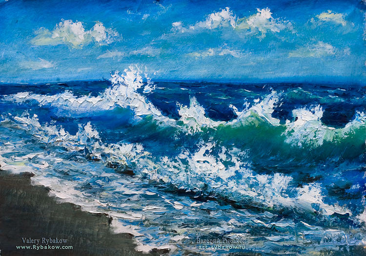 sea oil painting The wind plays with the sea wave Painting by Valery ...