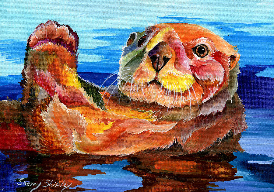 Animal Painting - Sea Otter by Sherry Shipley