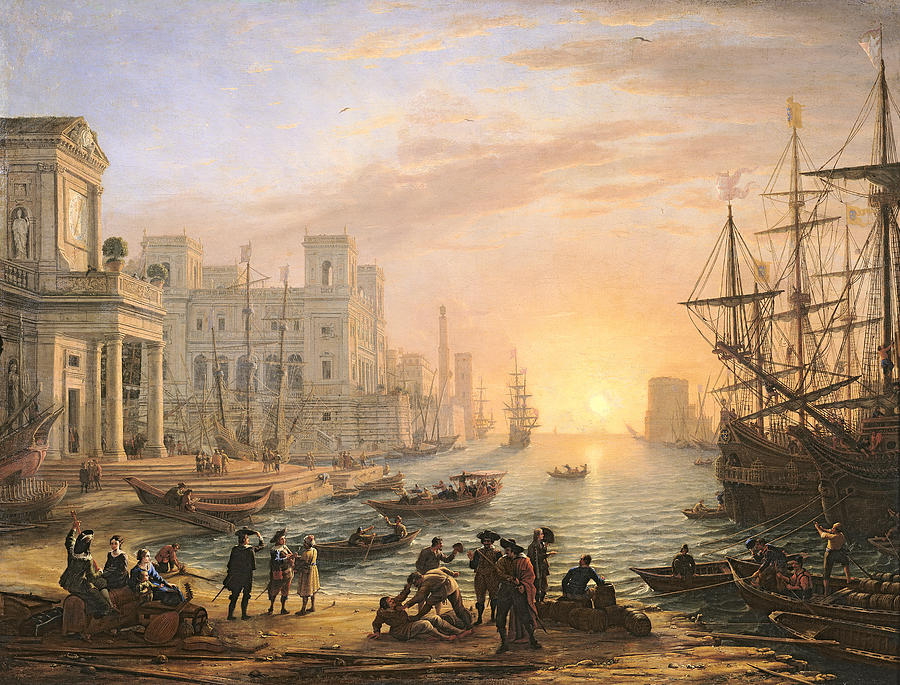 Sea Port At Sunset Painting by Claude Lorrain