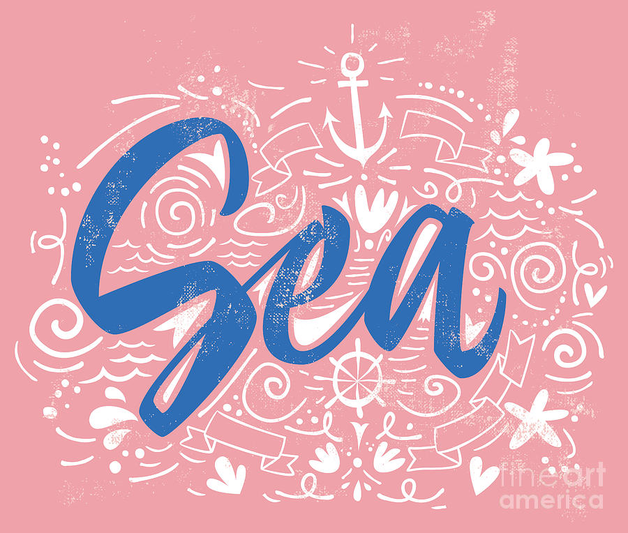 Symbol Digital Art - Sea Print T-shirts For Summer. Vector by Karma3 Symbol Digital Art - Sea Print T-shirts For Summer. Vector by Karma3