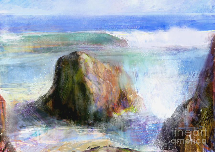 Landscape Digital Art - Sea Rocks Paining Number 1 by George Sneyd