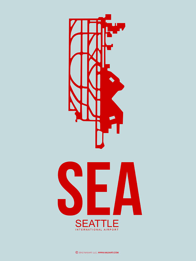 Seattle Digital Art - SEA Seattle Airport Poster 1 by Naxart Studio