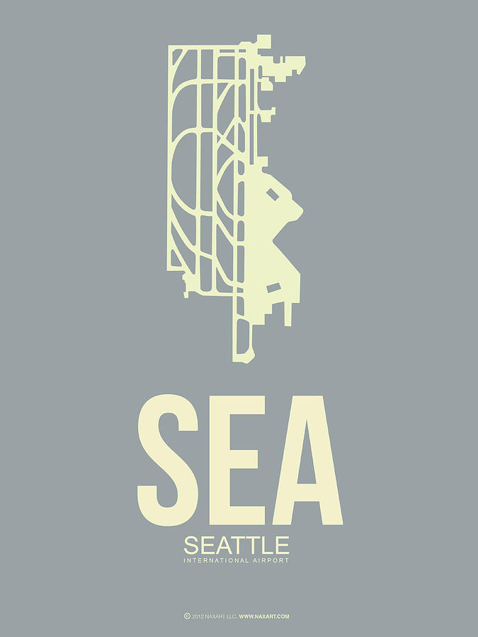 Seattle Digital Art - SEA Seattle Airport Poster 3 by Naxart Studio