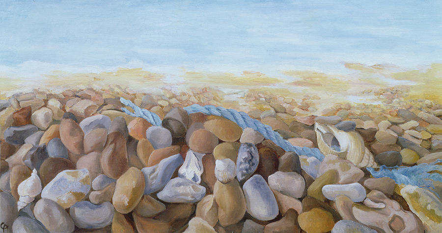 Pebbles Photograph - Sea Shore Oil On Canvas by Cristiana Angelini
