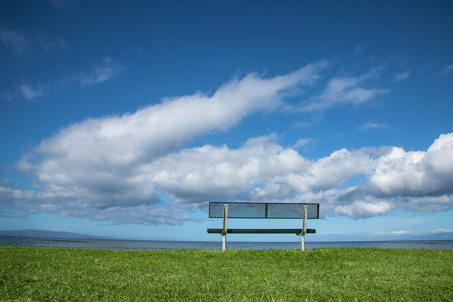 Sea, Sky And Bench Photograph by Peter Gridley