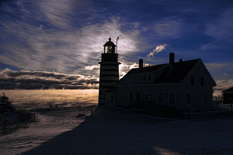 Sea Smoke at West Quoddy Head Lighthouse Photograph by Marty Saccone