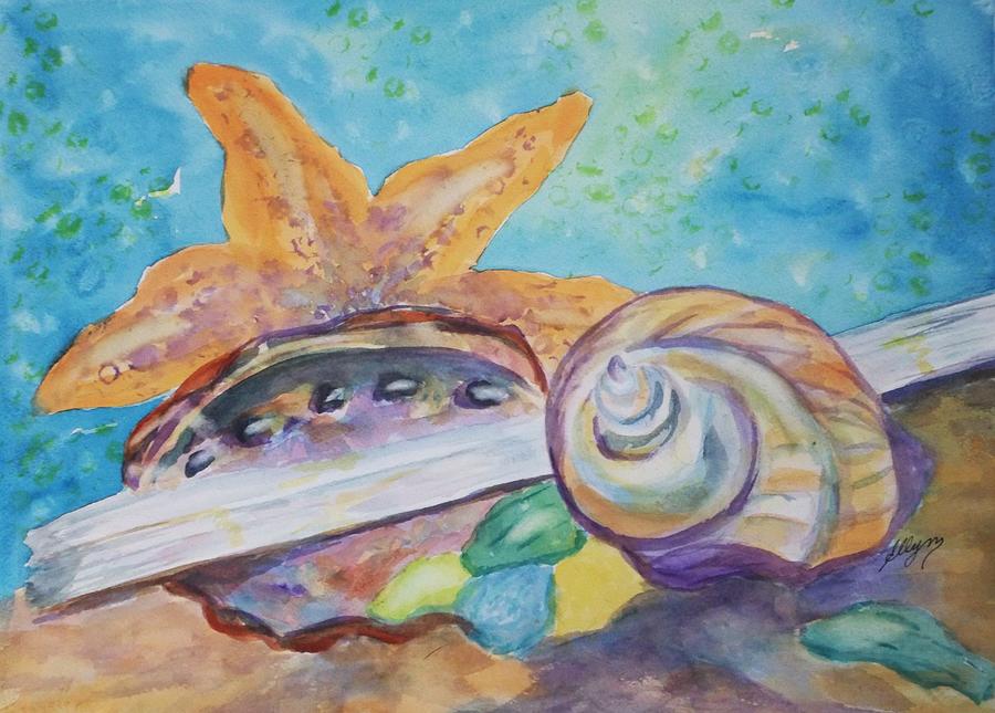 Sea Star-Abalone-Snail Shell Painting by Ellen Levinson