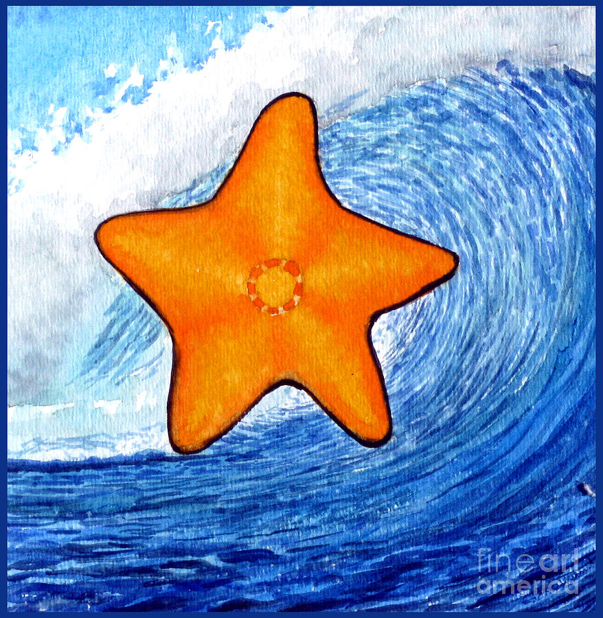 Sea Star Painting - Sea Star and Crashing Ocean Wave by Liz Marshall