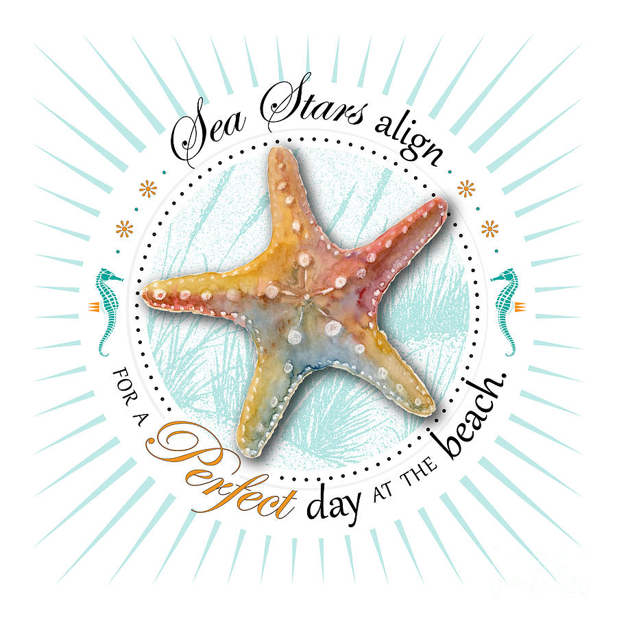 Sea stars align for a perfect day at the beach Painting by Amy Kirkpatrick