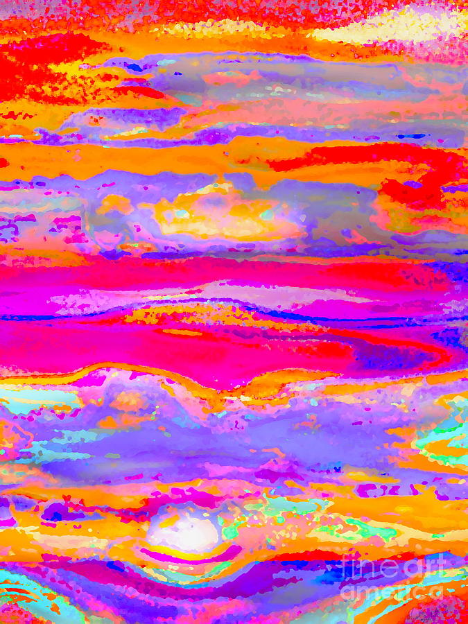 Sea Sunset Sky Digital Art by Priscilla Batzell Expressionist Art Studio Gallery