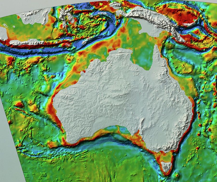 Sea Topography Around Austalasia Photograph by Bp/nrsc/science Photo Library