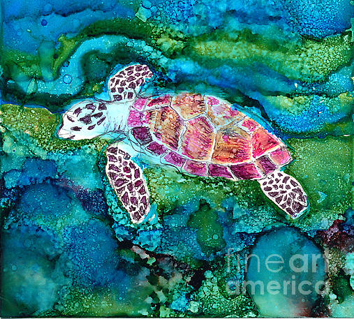 Turtle Painting - Sea Turtle by Alene Sirott-Cope