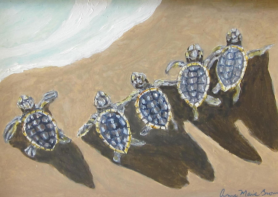 Sea Turtle Babes Painting by Anne Marie Brown