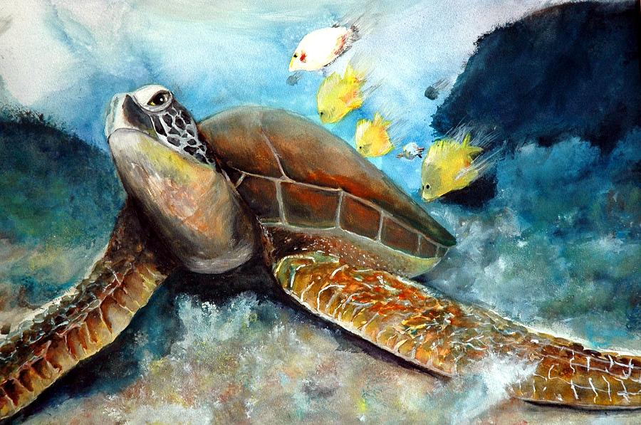 Sea Turtle I Painting by Bernadette Krupa