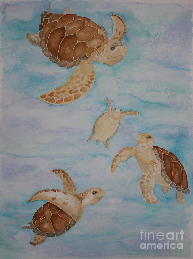 Sea Turtle Family Painting by Carol Fielding Fine Art America