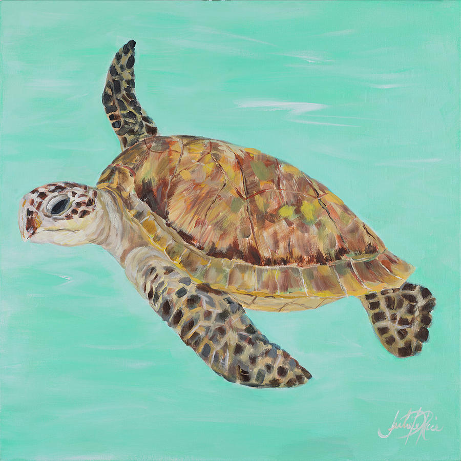 Sea Turtle II Painting by Julie Derice