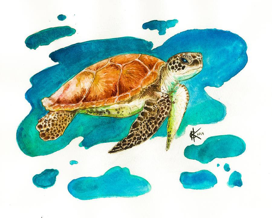 Sea Turtle Painting by Kyra Kalageorgi - Fine Art America