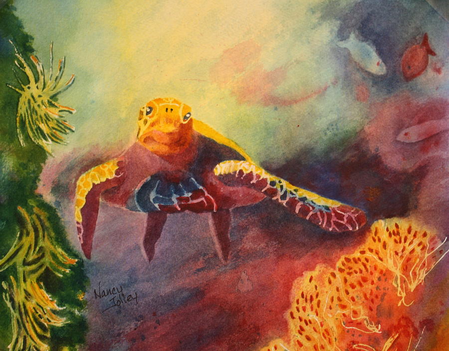 Sea Turtle Painting by Nancy Jolley