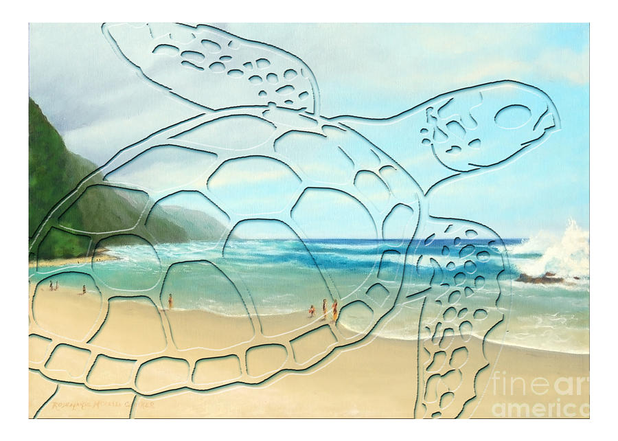 Turtle Painting - Sea Turtle on Hawaii by Rosemarie Morelli
