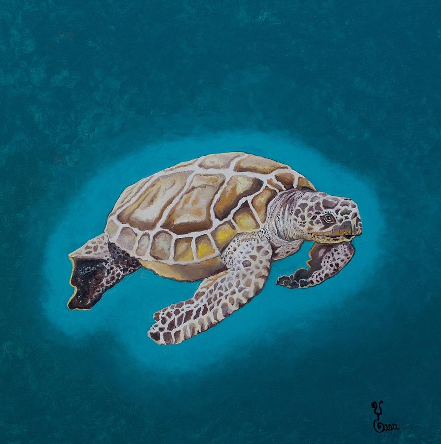 Beach Painting - Sea Turtle One by Yabette Swank