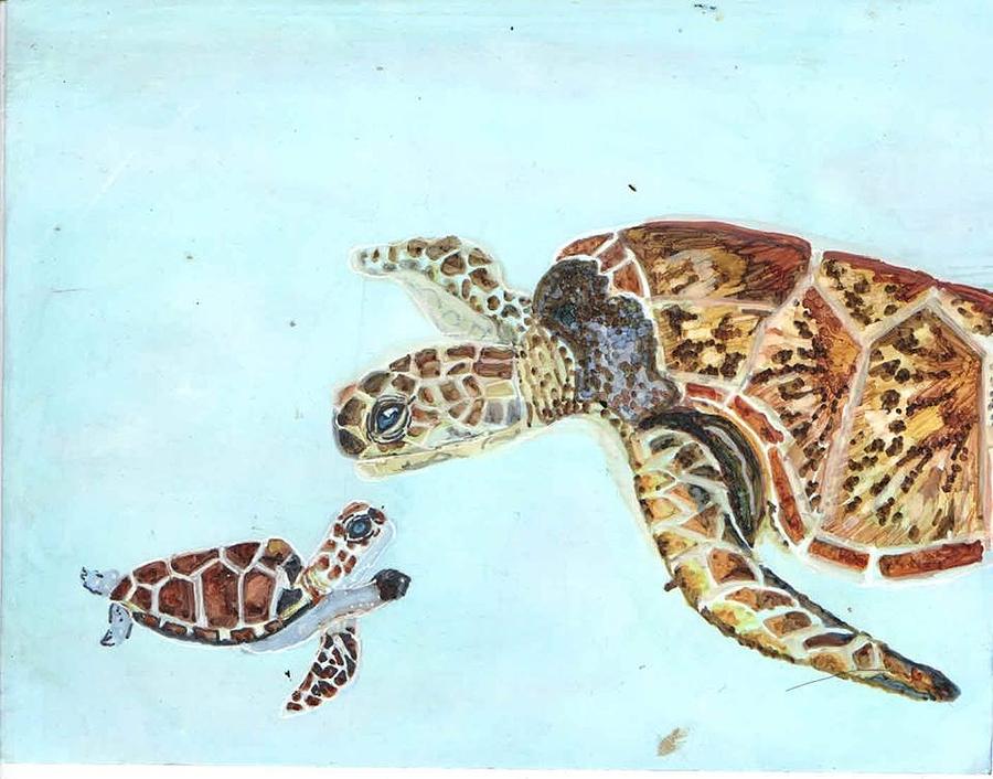 Nature Painting - Sea Turtles by Lin Deahl