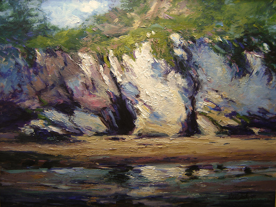 Pismo Beach Painting - Seacaves at Pismo Beach by R W Goetting
