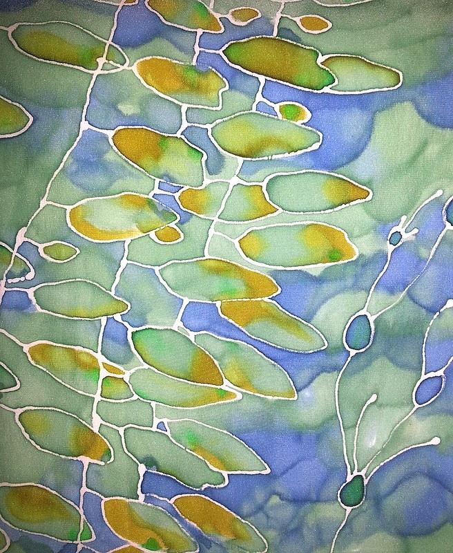 Habotai Silk Tapestry - Textile - SeaDragon Silk Scarf detail by Adriana  Mederos