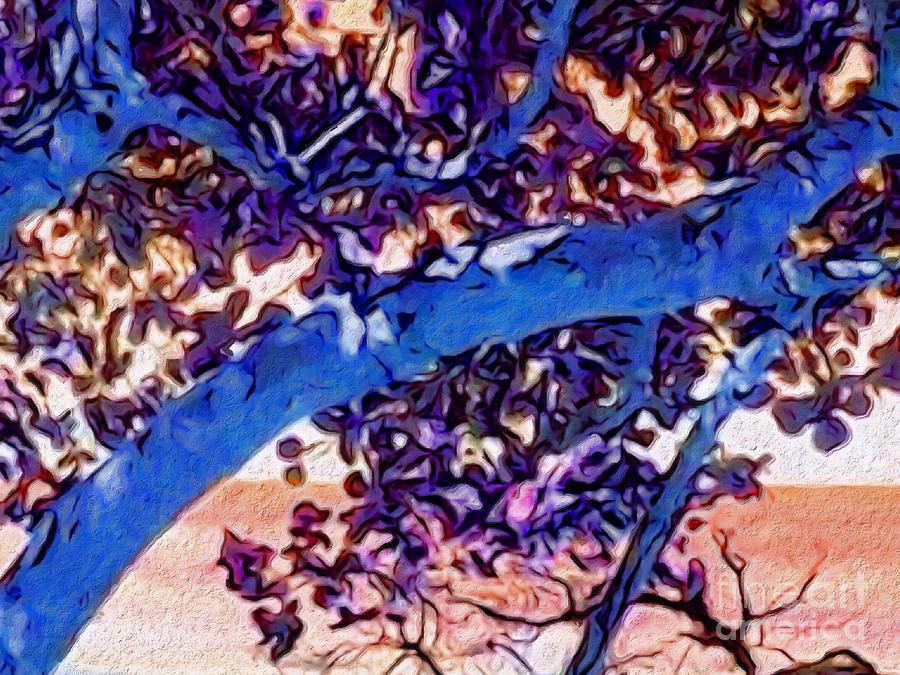 H Seagrape Tree in Blue - Horizontal Digital Art by Lyn Voytershark
