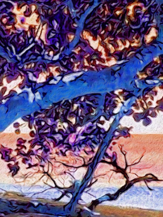 V SeaGrape Tree in Blue - Vertical Digital Art by Lyn Voytershark