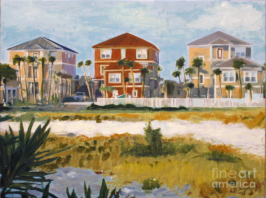 Seagrove Beach Houses Painting by Jeanne Forsythe