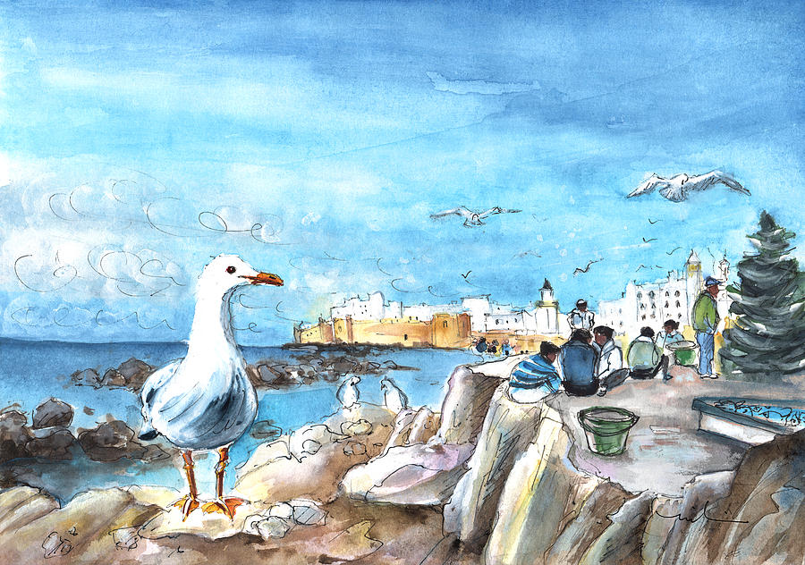 Seagull In Essaouira in Morocco Painting by Miki De Goodaboom