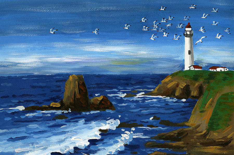 Bird Painting - Seagulls Paradise by Alex Wang 6th grade by California Coastal Commission