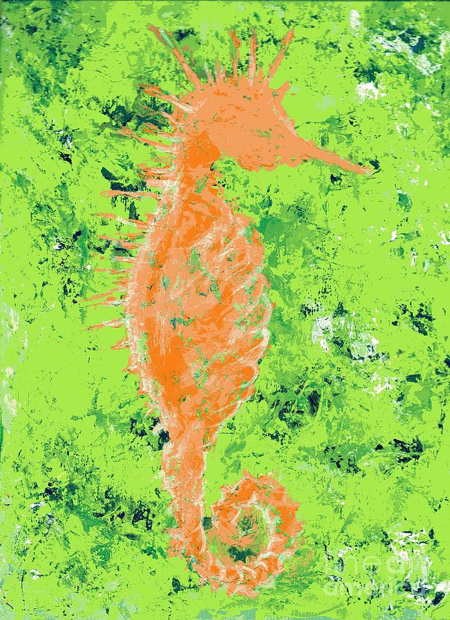 Orange Seahorse Painting
