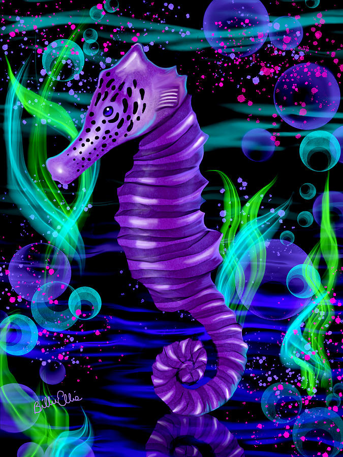 Sea Horse Digital Art - Seahorse Electric by Billie Jo Ellis Sea Horse Digital Art - Seahorse Electric by Billie Jo Ellis
