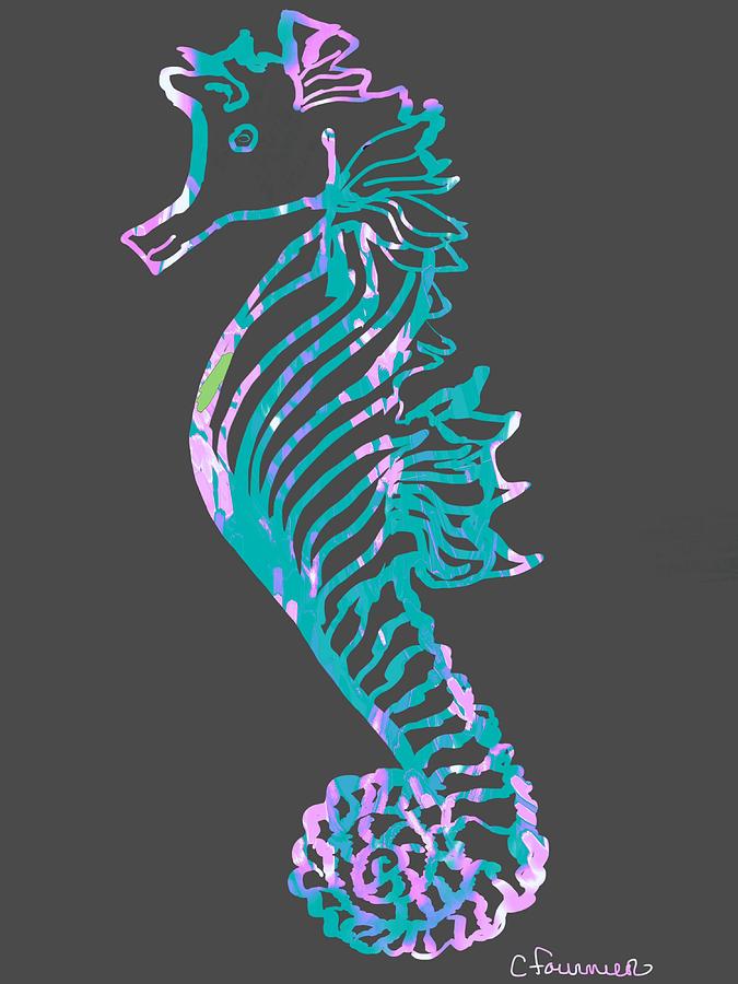 Seahorse lg Painting by Christine Fournier