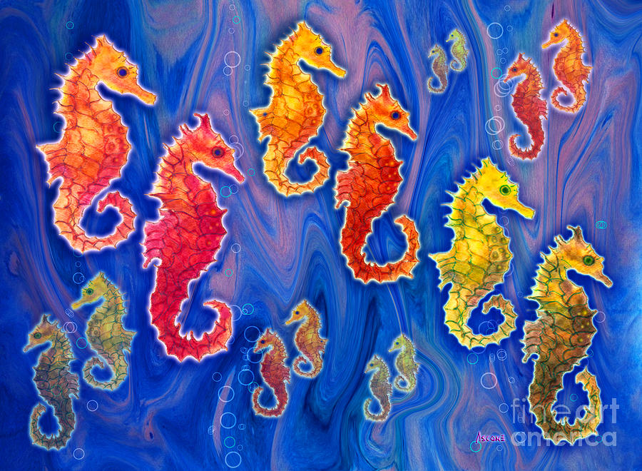 Seahorse March Painting by Teresa Ascone