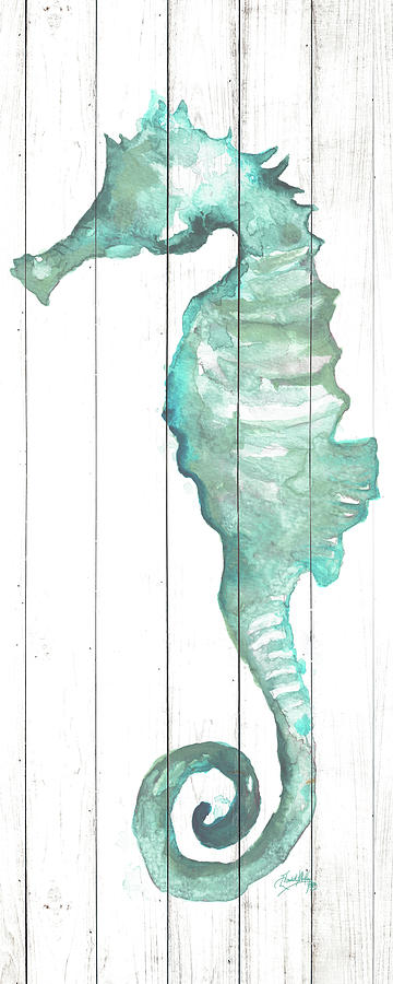 Seahorse Painting - Seahorse On Wood Plank by Elizabeth Medley