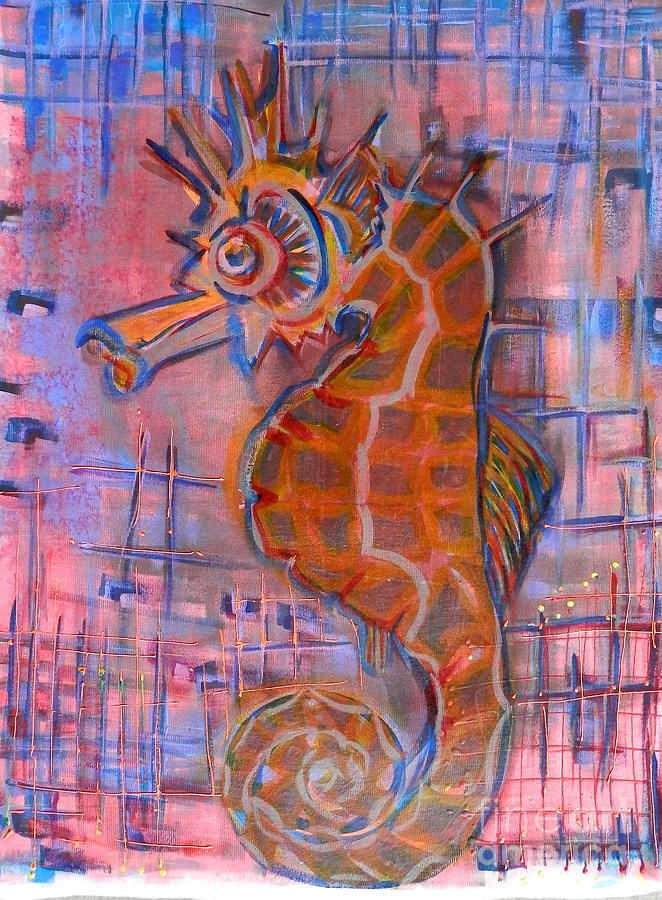 Seahorse sandy Painting by Barbara Leigh Art