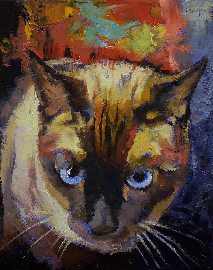 Cat Painting - Seal Point Siamese by Michael Creese