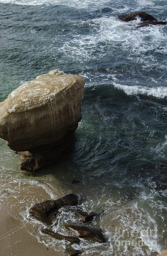 Beach Photograph - Seal Rock in Blue Surf -- La Jolla by Anna Lisa Yoder