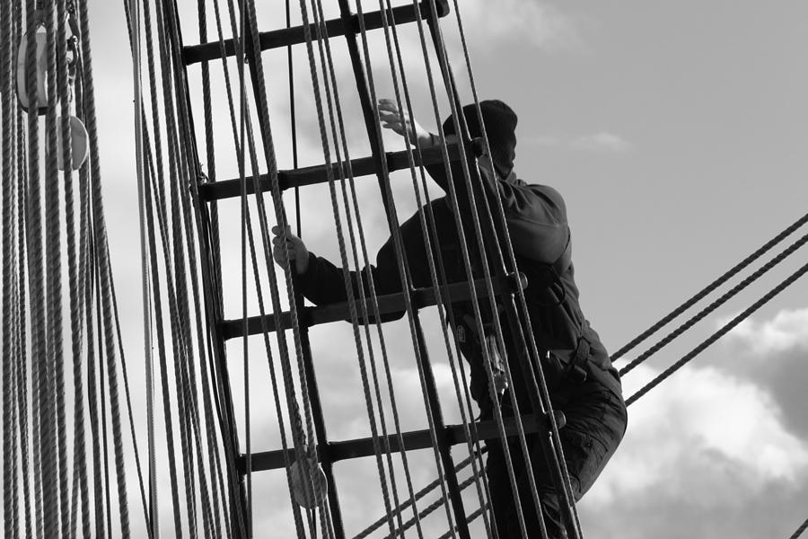 Seaman in the rigging - monochrome Photograph by Ulrich Kunst And Bettina Scheidulin