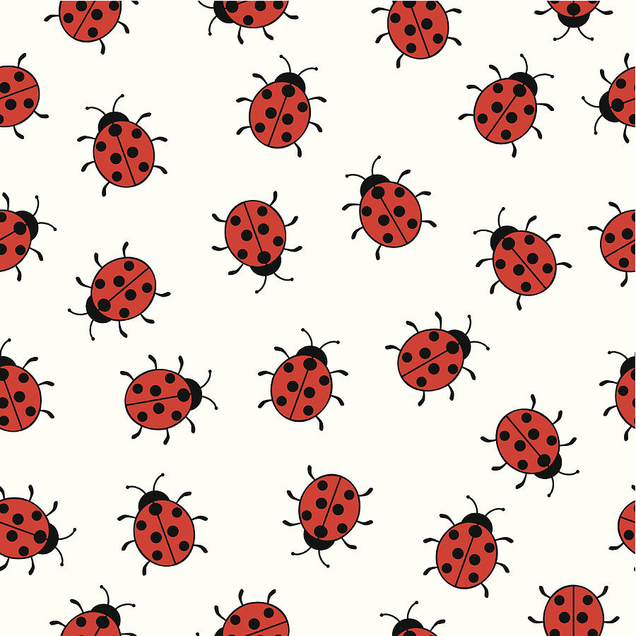 Seamless background with ladybugs Drawing by Lambada