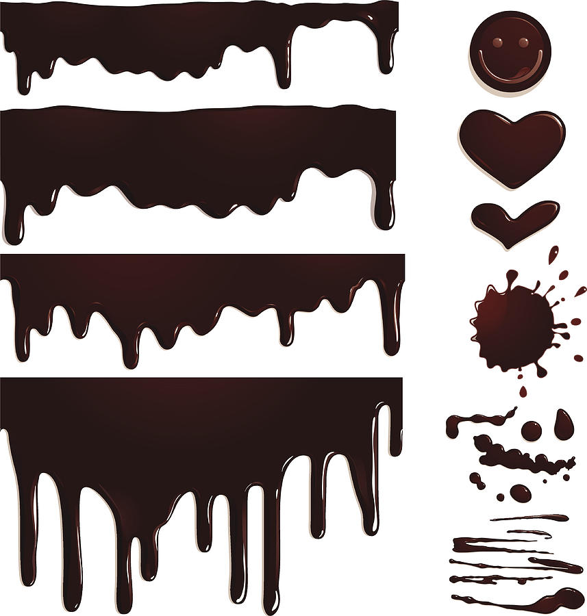 Seamless Chocolate drips and elements Drawing by Ollustrator