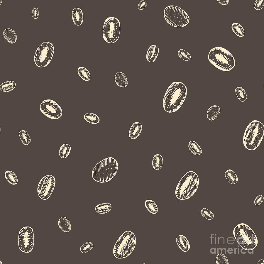 Seamless Coffee Pattern Coffee Beans Digital Art by Diviart