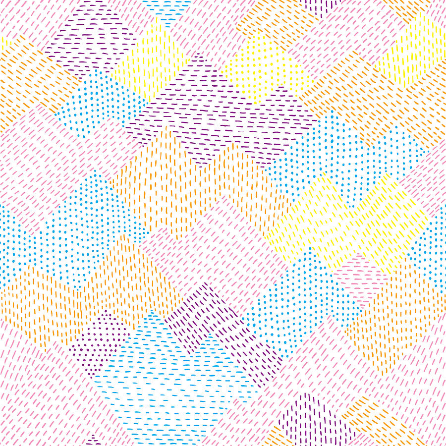 Seamless colorful line hand drawn pattern Drawing by Miakievy