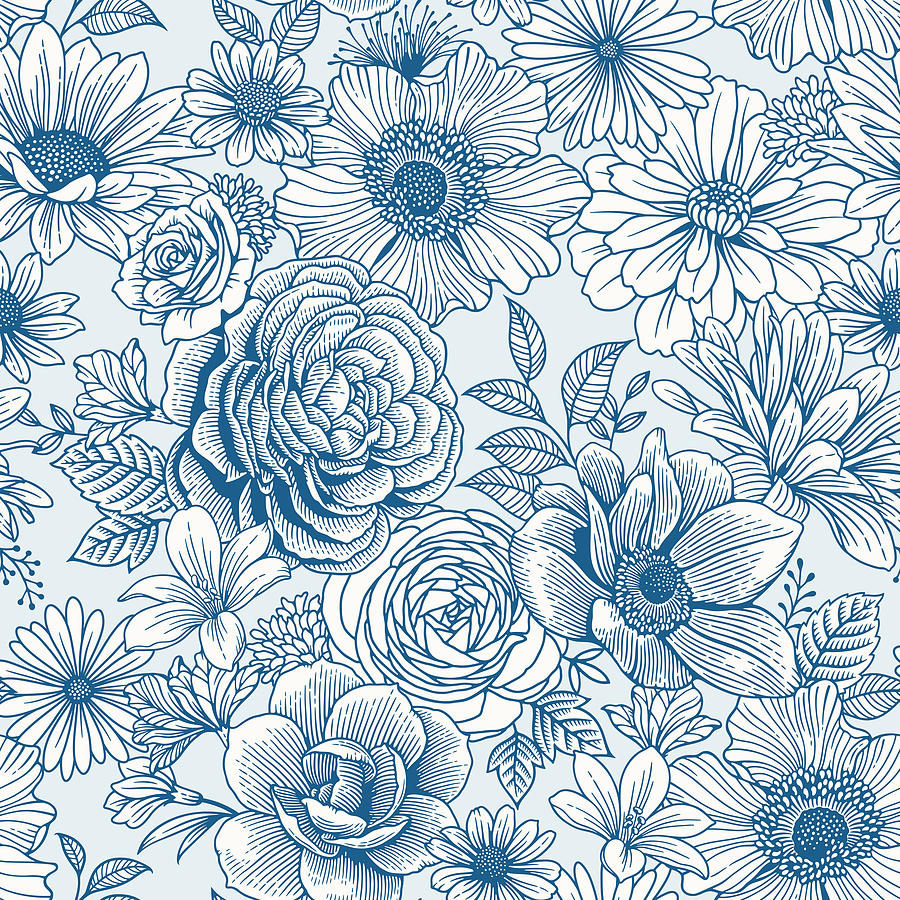 Seamless Floral Pattern Drawing by Aleksandarvelasevic