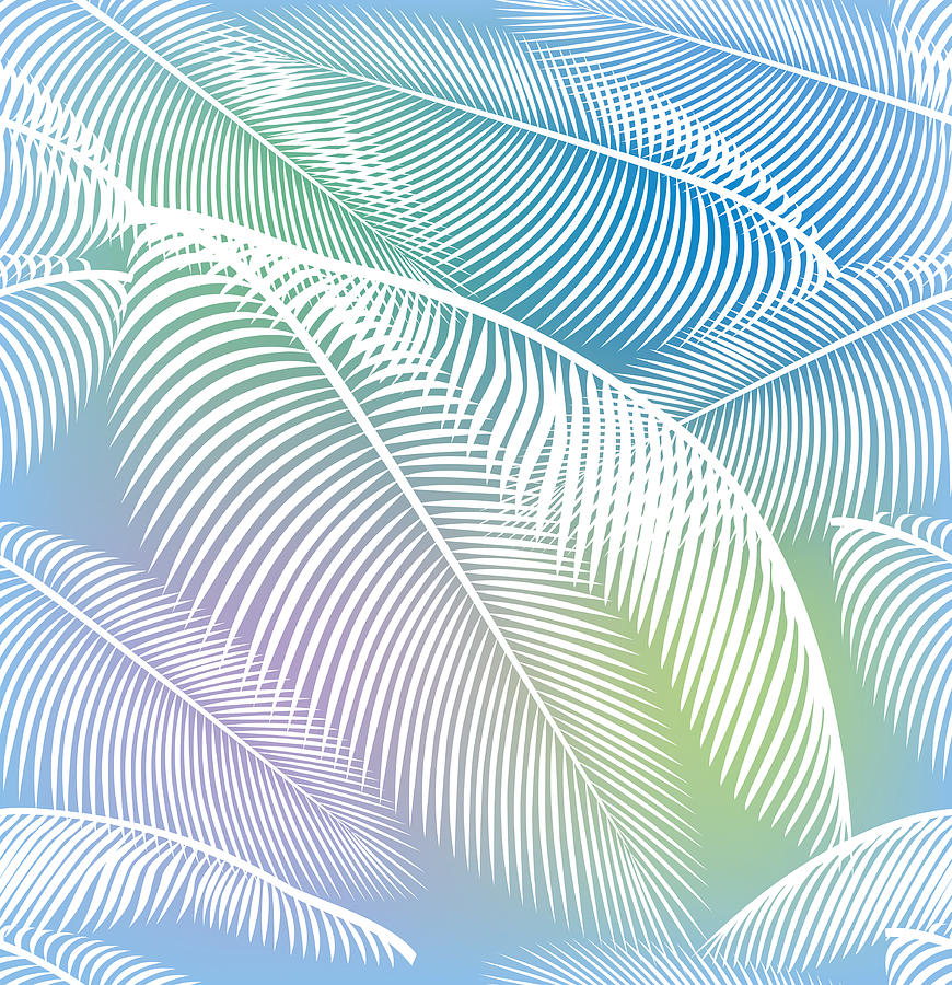 Seamless Palm Tree Leaves Background Drawing by Jobalou